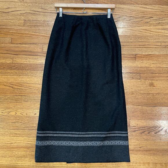 Eddie Bauer Recycled Wool Wrap Skirt Dark Gray Sz 4 Petite Lined EUC - Picture 9 of 10
